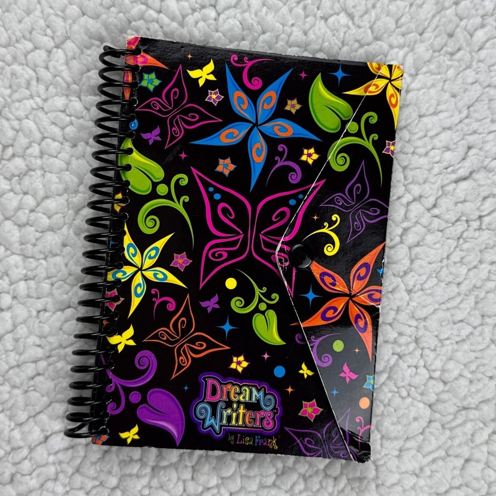 Vintage‎ Lisa Frank Dream Writers Black Paper Spiral Notebook Butterfly 2002